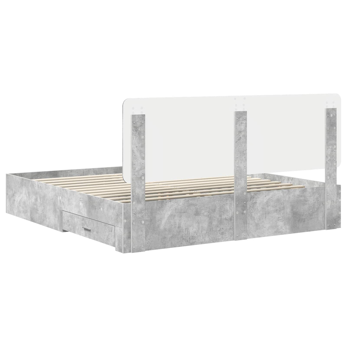 Ágykeret fiókkal tárolóval Beton Szürke 200 x 200 cm Szerelt Fa 10
