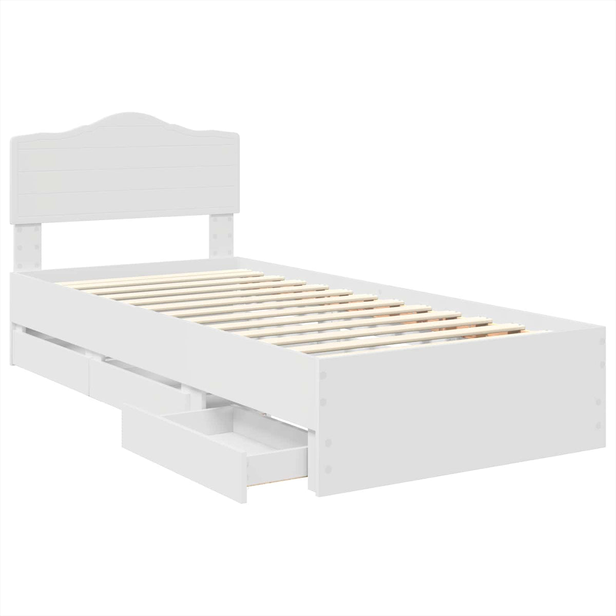Ágykeret fiókkal fejtámlával Fehér 90 x 190 cm Mérnöki Fa 5