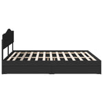 Tárolós Ágy fiókkal fejtámlával Fekete 200 x 200 cm Szerelt Fa 9