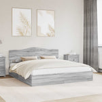 Tárolós Ágy fiókkal Szürke Sonoma 200 x 200 cm Szerelt Fa