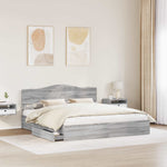 Tárolós Ágy fiókkal Szürke Sonoma 200 x 200 cm Szerelt Fa 3