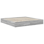 Tárolós Ágy fiókkal Szürke Sonoma 200 x 200 cm Szerelt Fa 6
