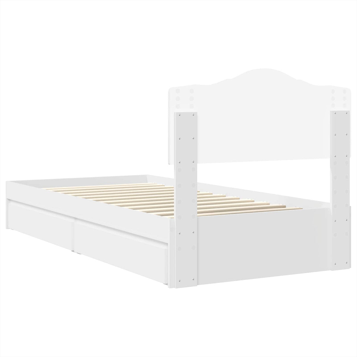 Tárolós Ágy fiókkal fejtámlával Fehér 100 x 200 cm Szerelt Fa 10