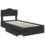 Tárolós Ágy fiókkal fejtámlával Fekete 90 x 190 cm Szerelt Fa 5