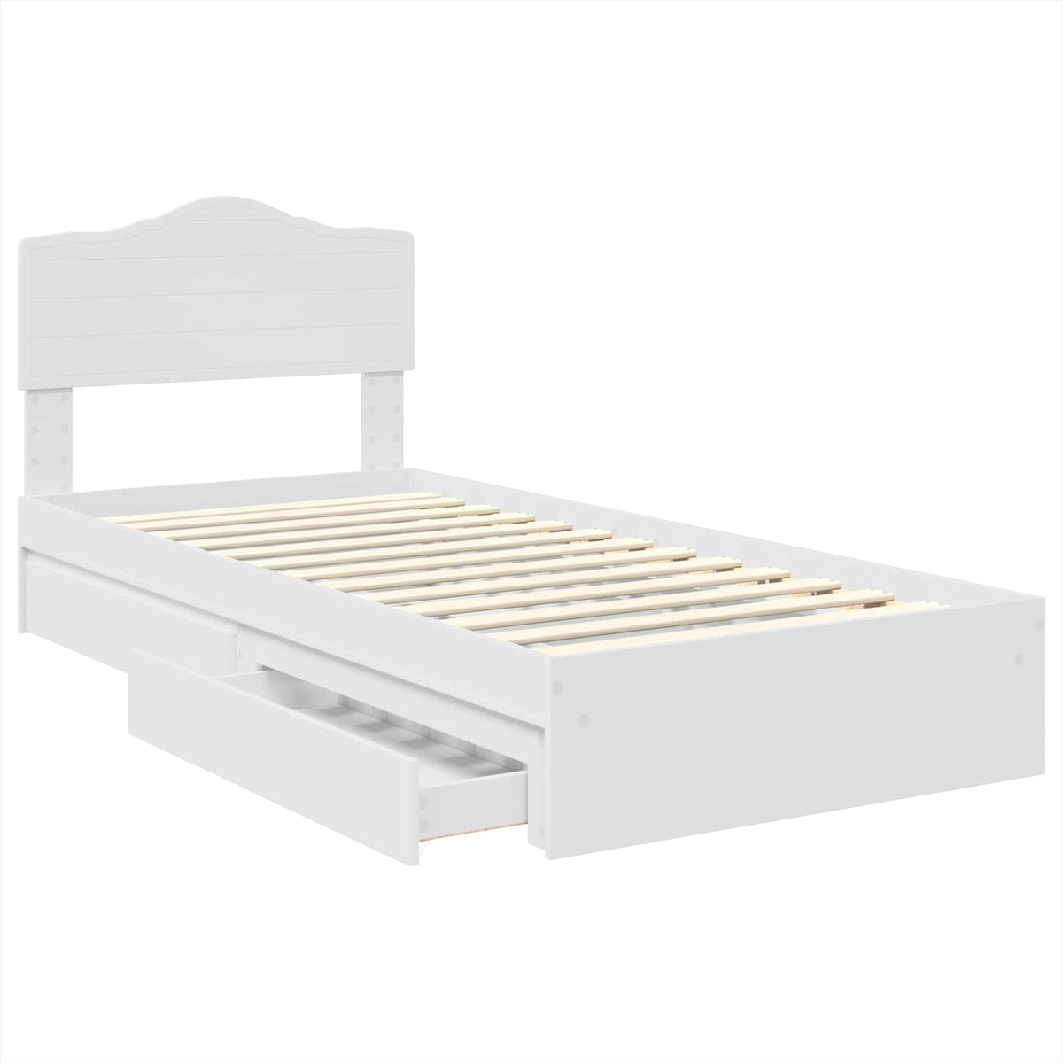 Tárolós Ágy fiókkal fejtámlával Fehér 70 x 190 cm Szerelt Fa 5