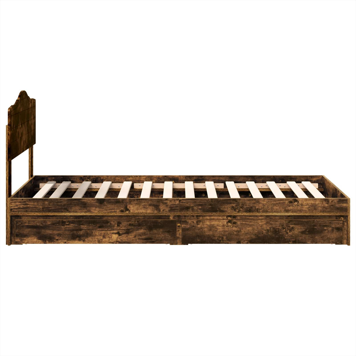 Tárolós Ágy fiókkal Füstölt tölgy 70 x 190 cm Szerelt Fa 9