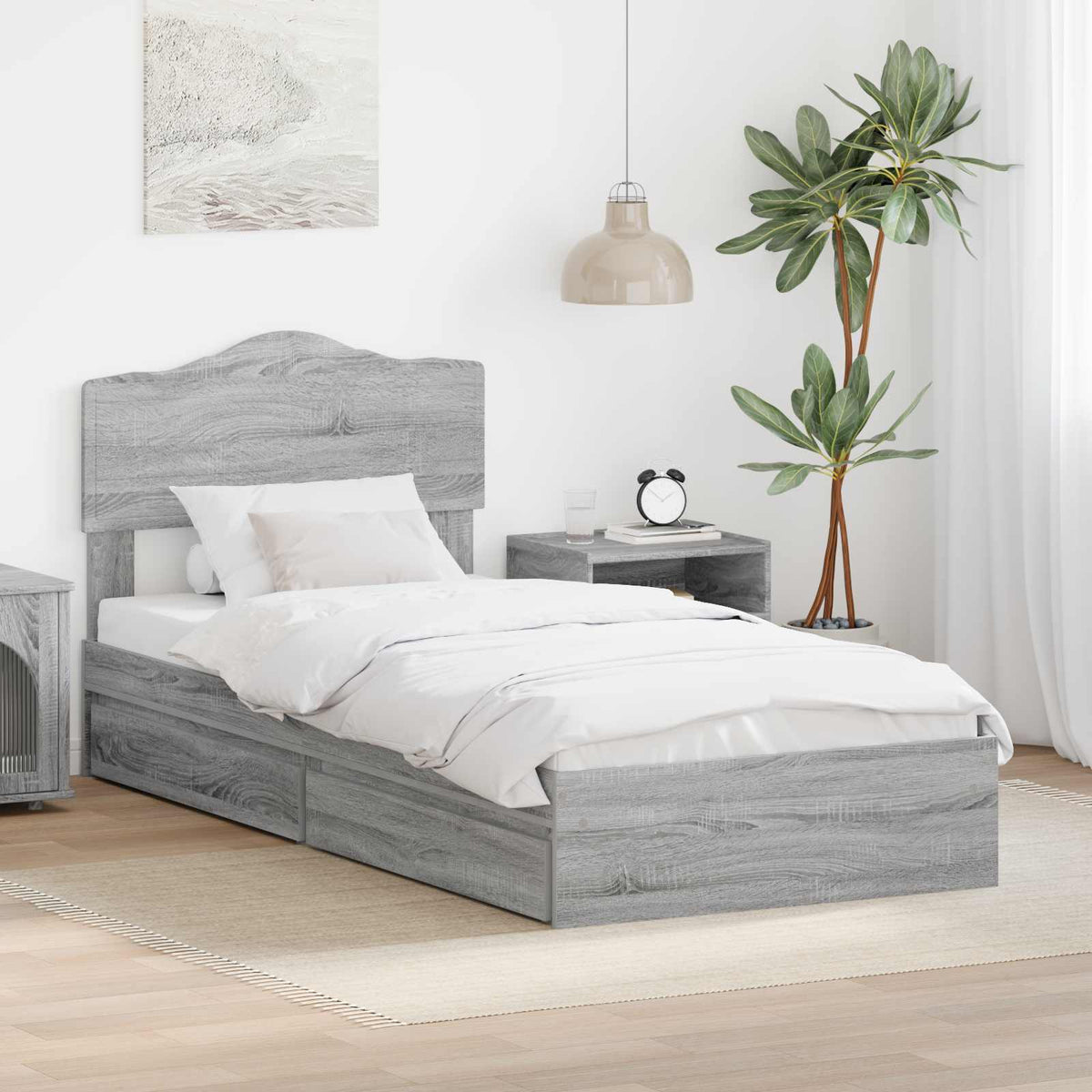 Tárolós Ágy fiókkal Szürke Sonoma 70 x 190 cm Szerelt Fa