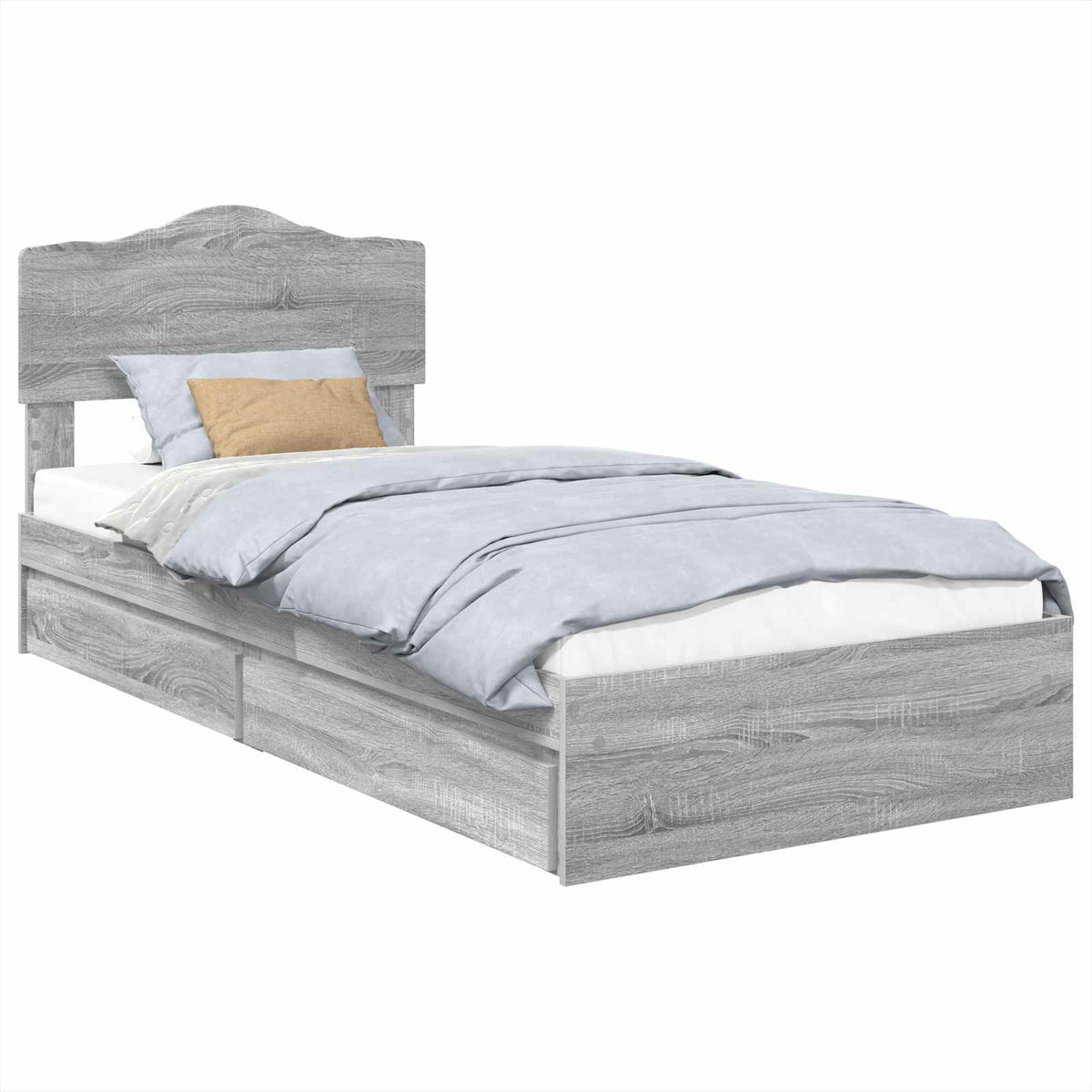 Tárolós Ágy fiókkal Szürke Sonoma 70 x 190 cm Szerelt Fa 2