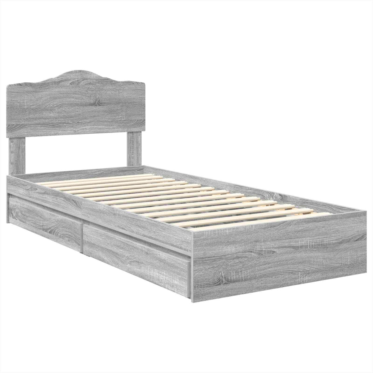 Tárolós Ágy fiókkal Szürke Sonoma 70 x 190 cm Szerelt Fa 4