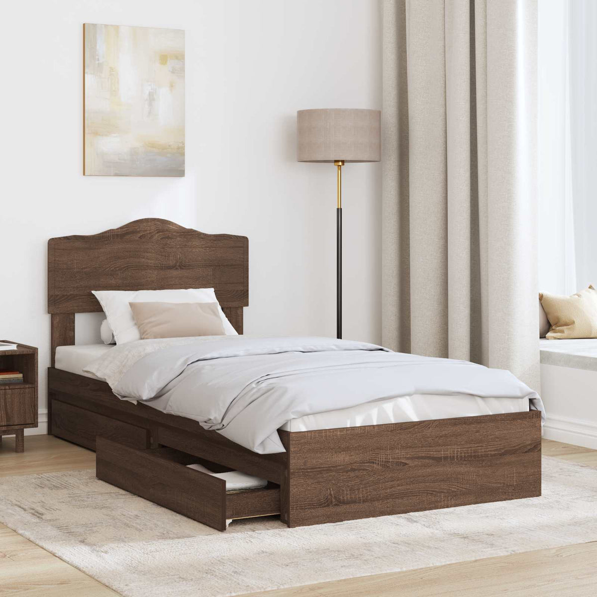 Tárolós Ágy fiókkal Barna Tölgy 70 x 190 cm Szerelt Fa 3
