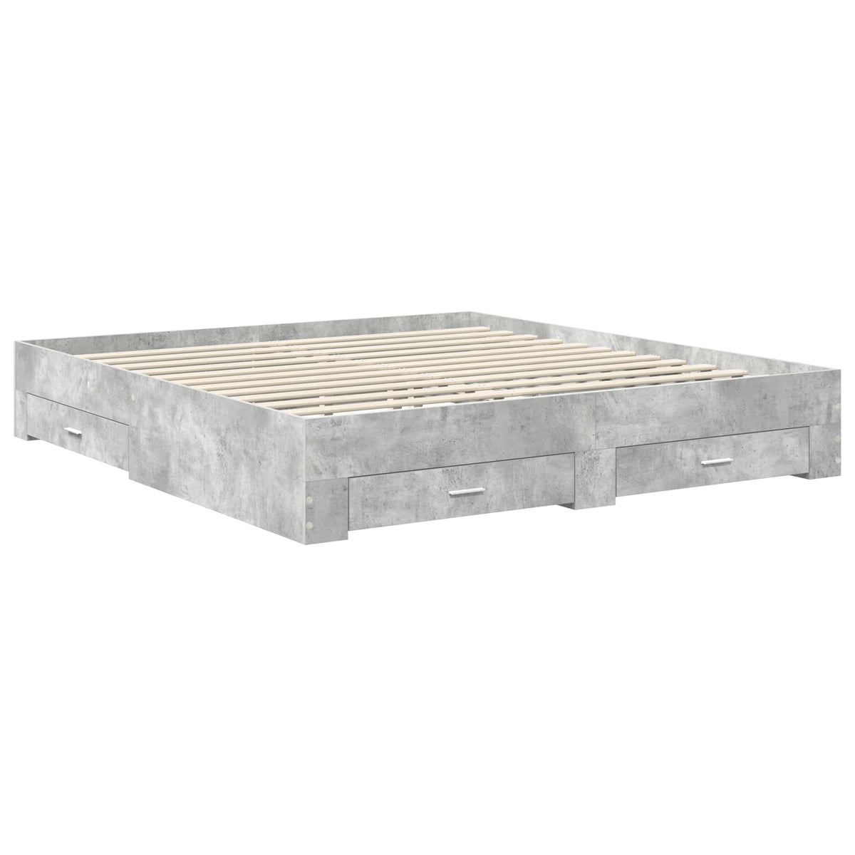 Ágykeret fiókkal tárolóval Beton Szürke 200 x 200 cm Szerelt Fa 6
