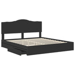 Tárolós Ágy fiókkal fejtámlával Fekete 200 x 200 cm Szerelt Fa 5