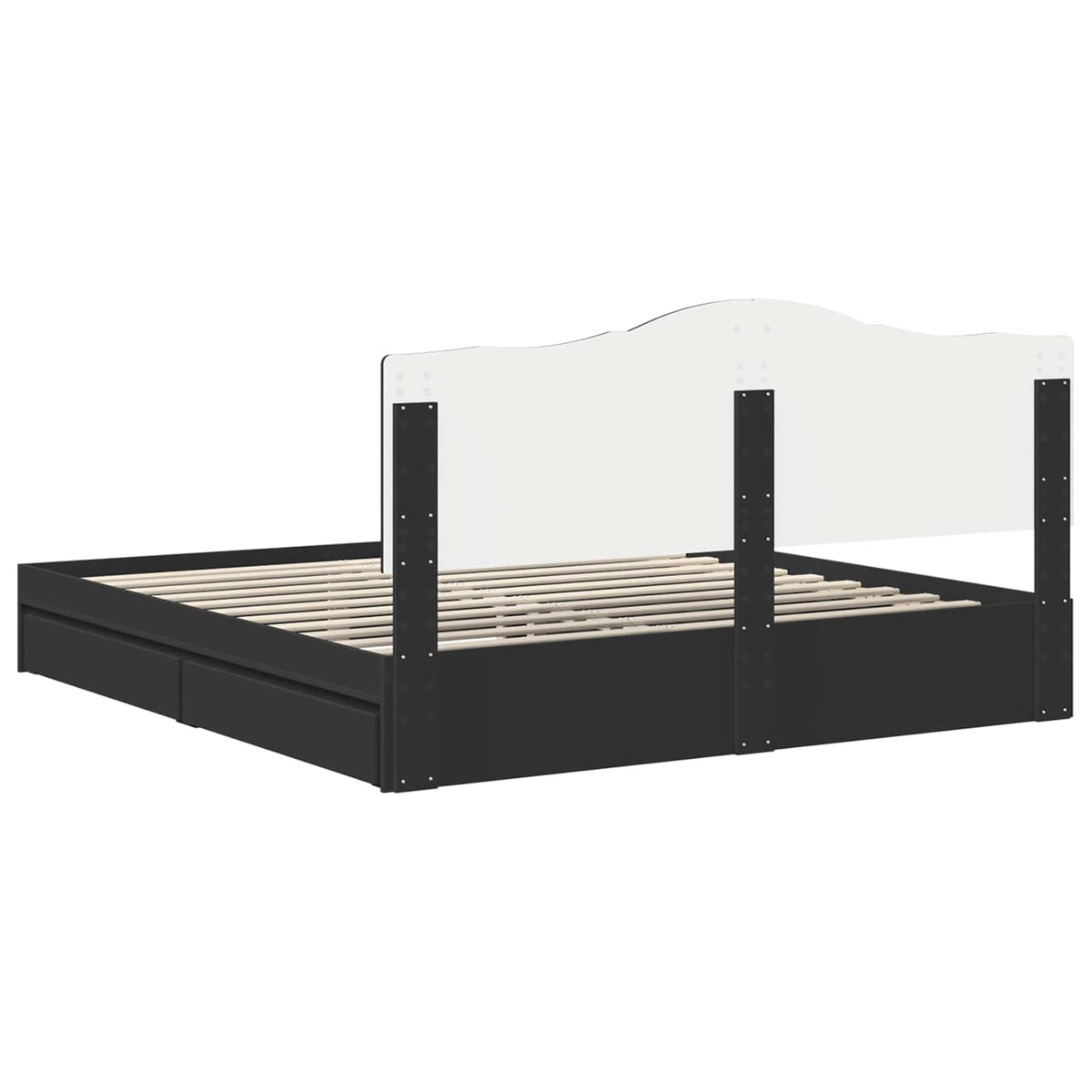Tárolós Ágy fiókkal fejtámlával Fekete 200 x 200 cm Szerelt Fa 10