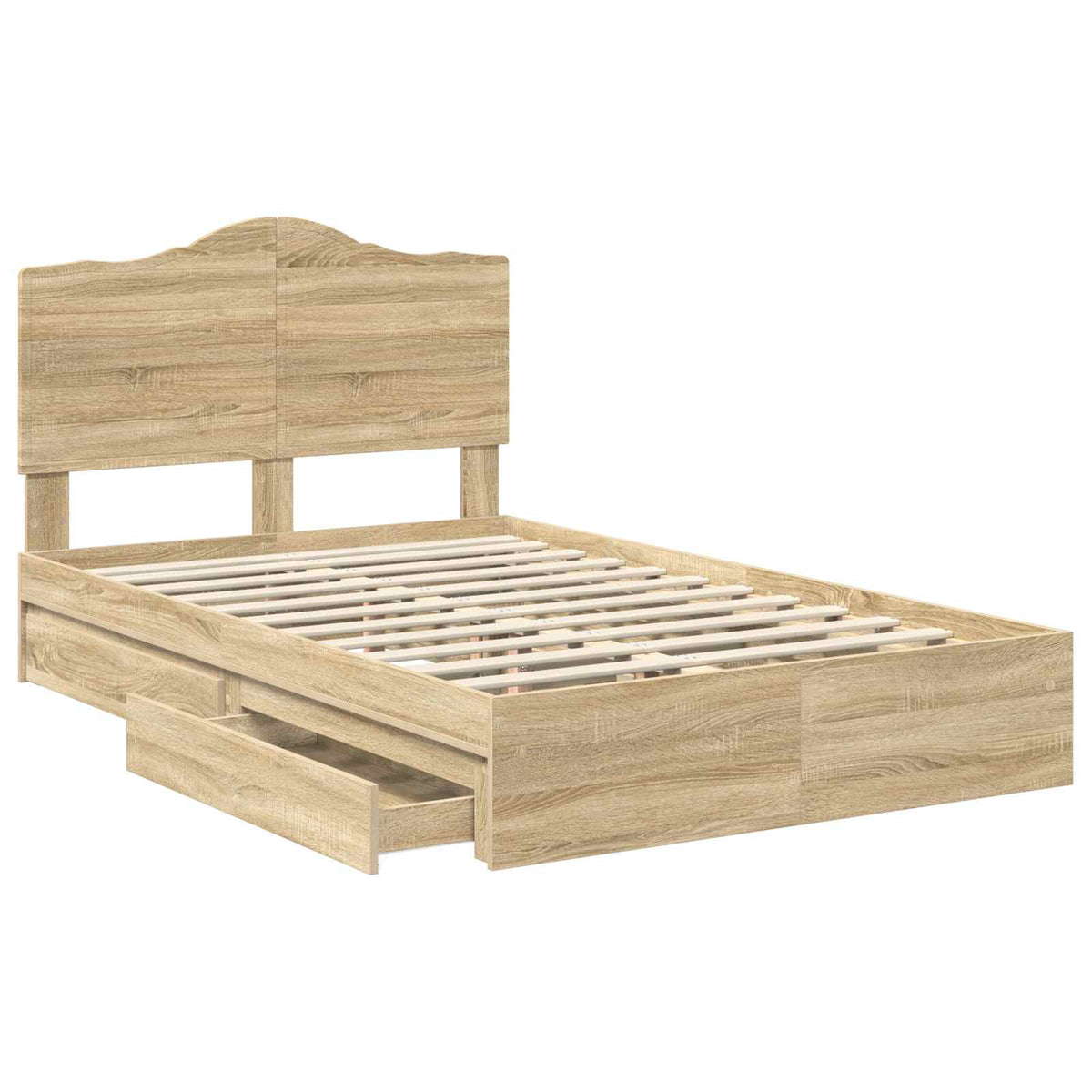 Tárolós Ágy fiókkal Sonoma tölgy 135 x 190 cm Szerelt Fa 5