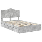 Tárolós Ágy fiókkal Beton Szürke 135 x 190 cm Szerelt Fa 4
