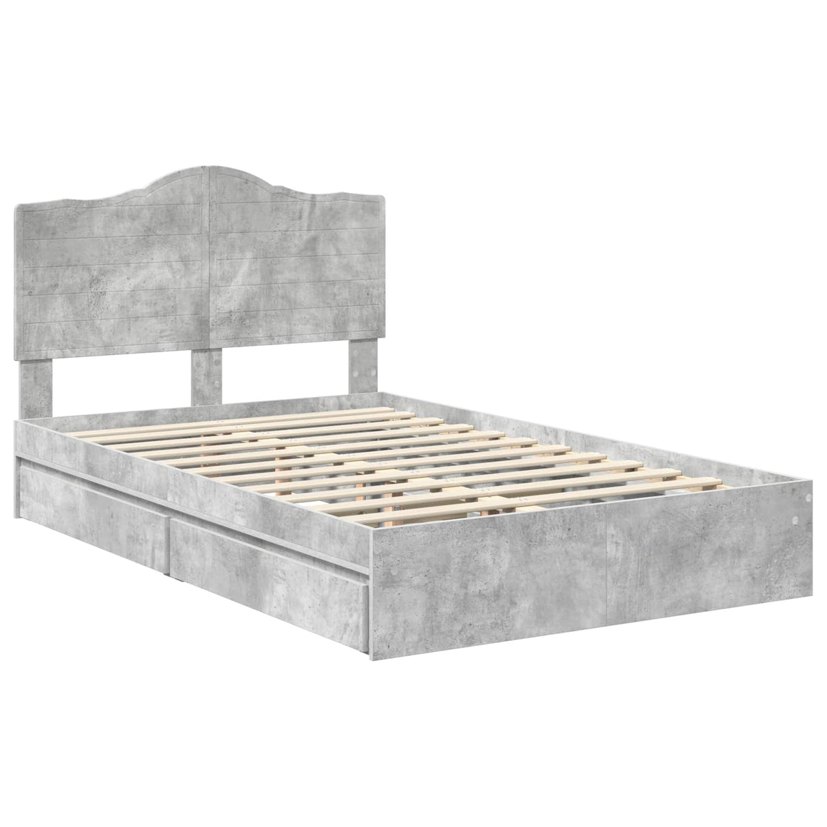 Tárolós Ágy fiókkal Beton Szürke 135 x 190 cm Szerelt Fa 4