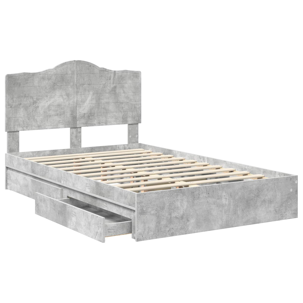 Tárolós Ágy fiókkal Beton Szürke 135 x 190 cm Szerelt Fa 5