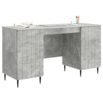 Asztal polcokkal Betonszürke 142,5 x 50 x 75 cm Szerelt Fa 3