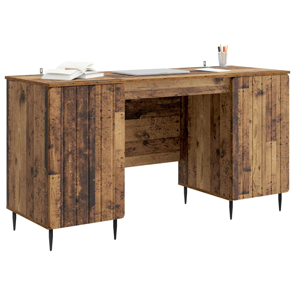 Asztal polcokkal ajtóval Antik Fa 142,5 x 50 x 75 cm Szerelt Fa 3