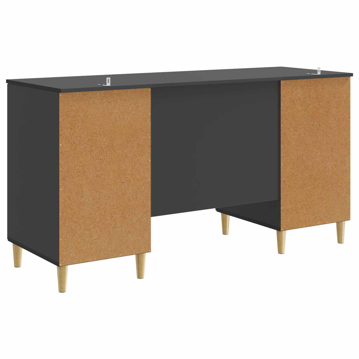 Asztal polcokkal tárolóval Fekete 142,5 x 50 x 75 cm Szerelt Fa 7