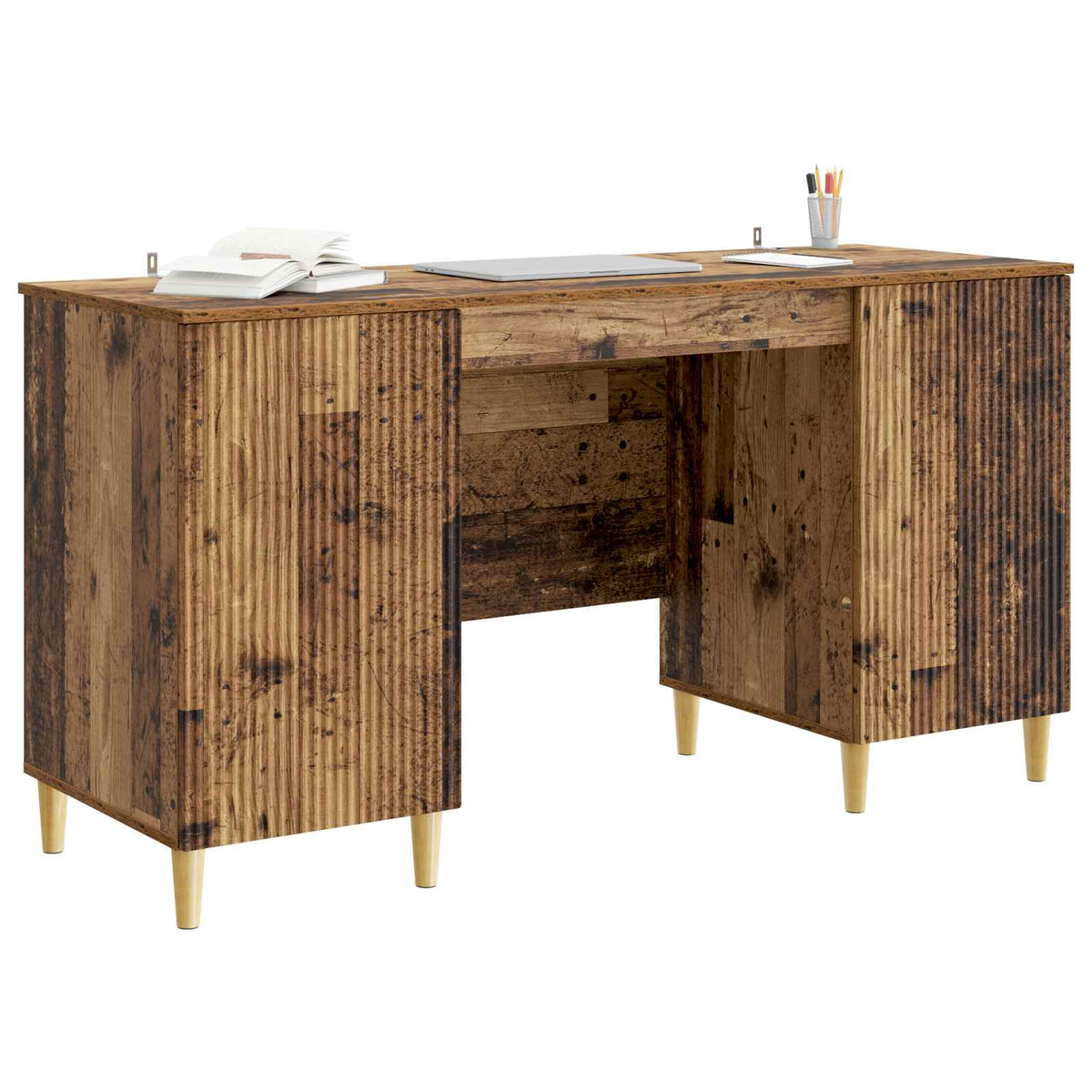Asztal polcokkal ajtóval Antik Fa 142,5 x 50 x 75 cm Szerelt Fa 3