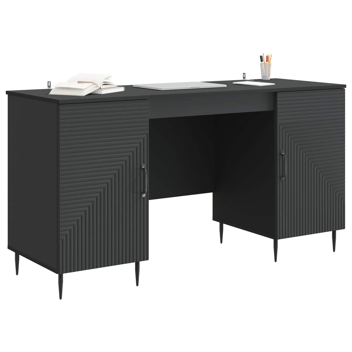 Asztal Fekete 142,5 x 50 x 75 cm Szerelt Fa 3