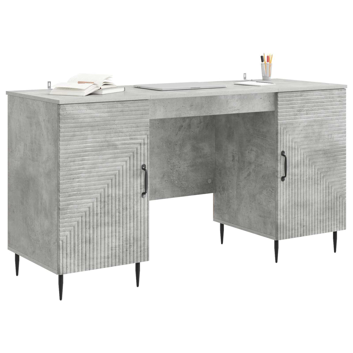 Asztal Betonszürke 142,5 x 50 x 75 cm Szerelt Fa 3