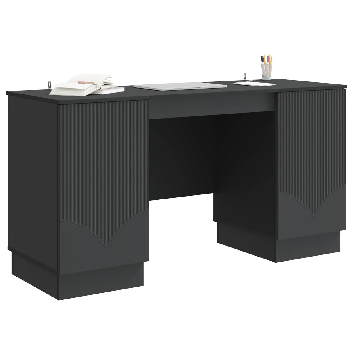 Asztal Fekete 142,5 x 50 x 75 cm Szerelt Fa 3