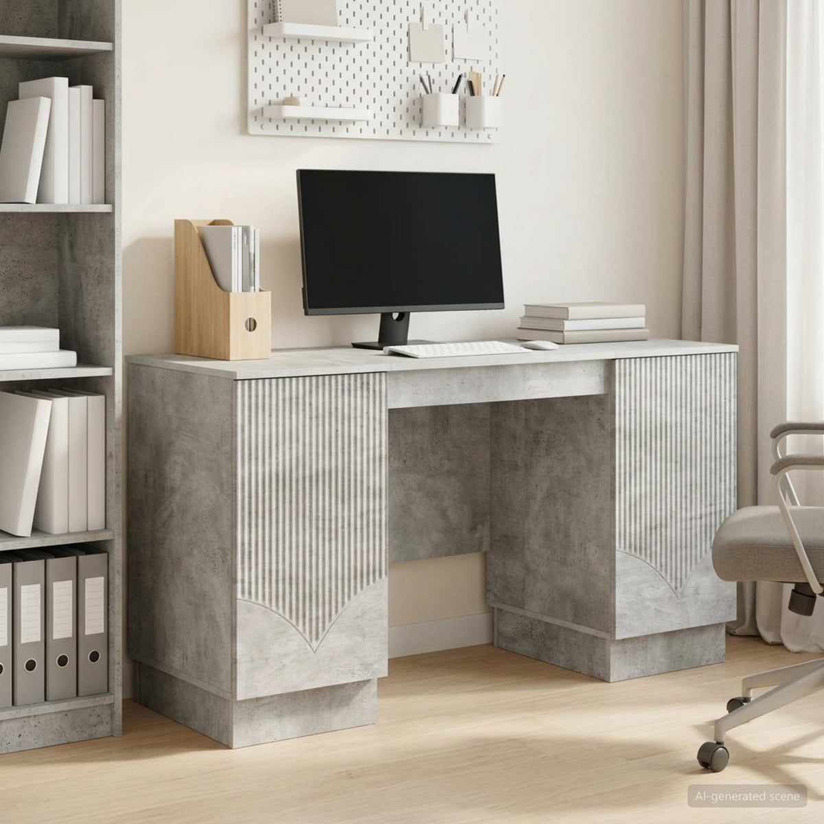 Asztal Betonszürke 142,5 x 50 x 75 cm Szerelt Fa