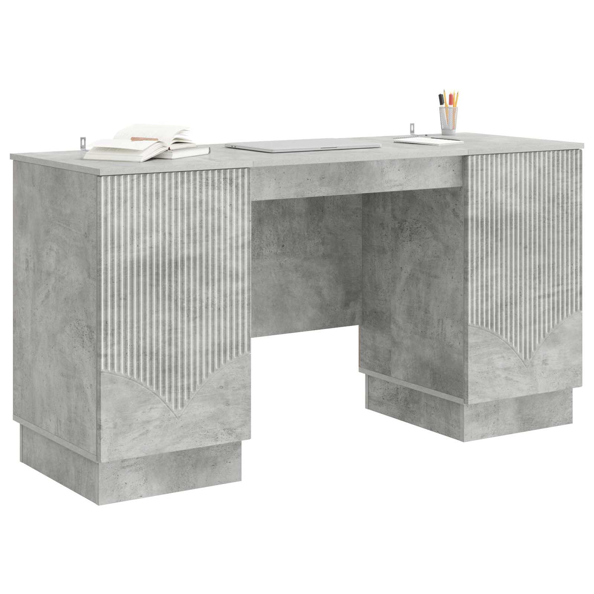 Asztal Betonszürke 142,5 x 50 x 75 cm Szerelt Fa 3