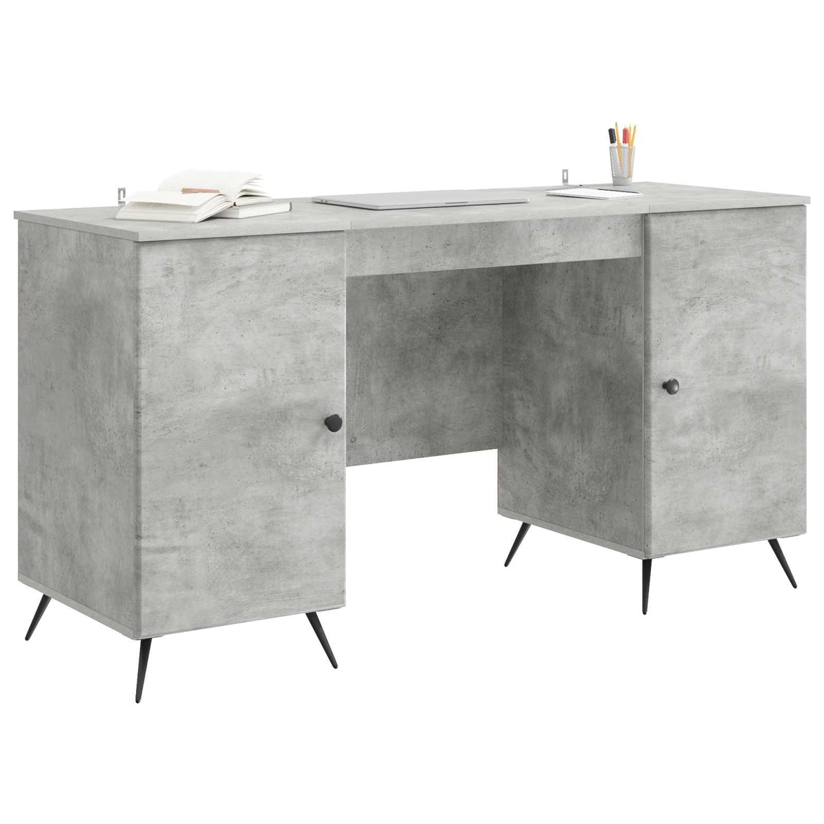 Asztal Betonszürke 142,5 x 50 x 75 cm Szerelt Fa 3