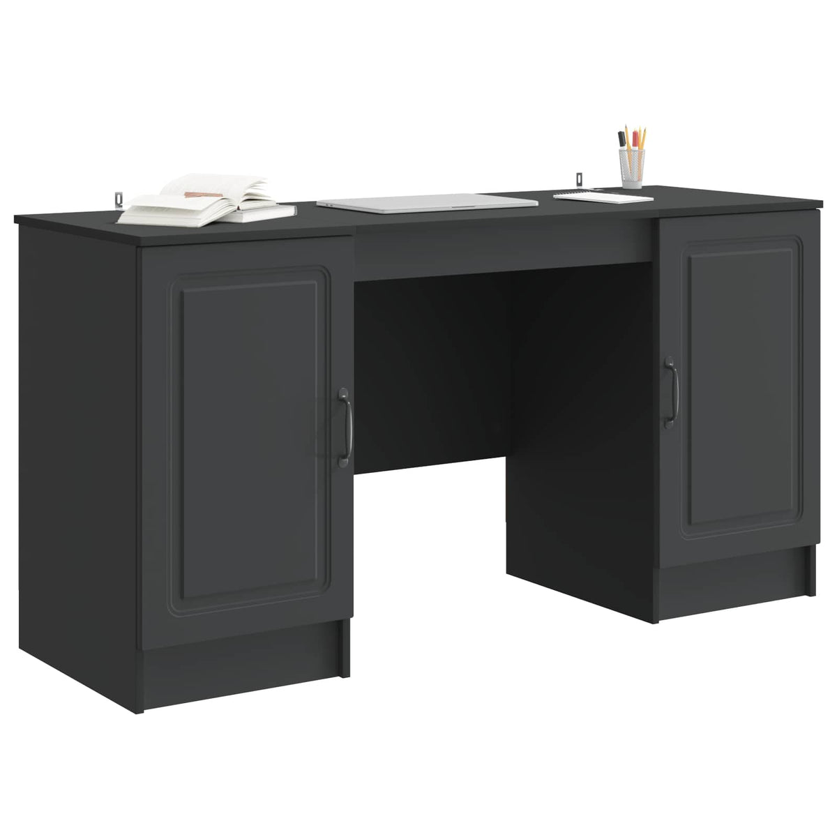 Asztal Fekete 142,5 x 50 x 75 cm Szerelt Fa 3