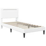 Ágykeret LED szalagokkal fejtámlával Fehér 90 x 190 cm Műbőr 6
