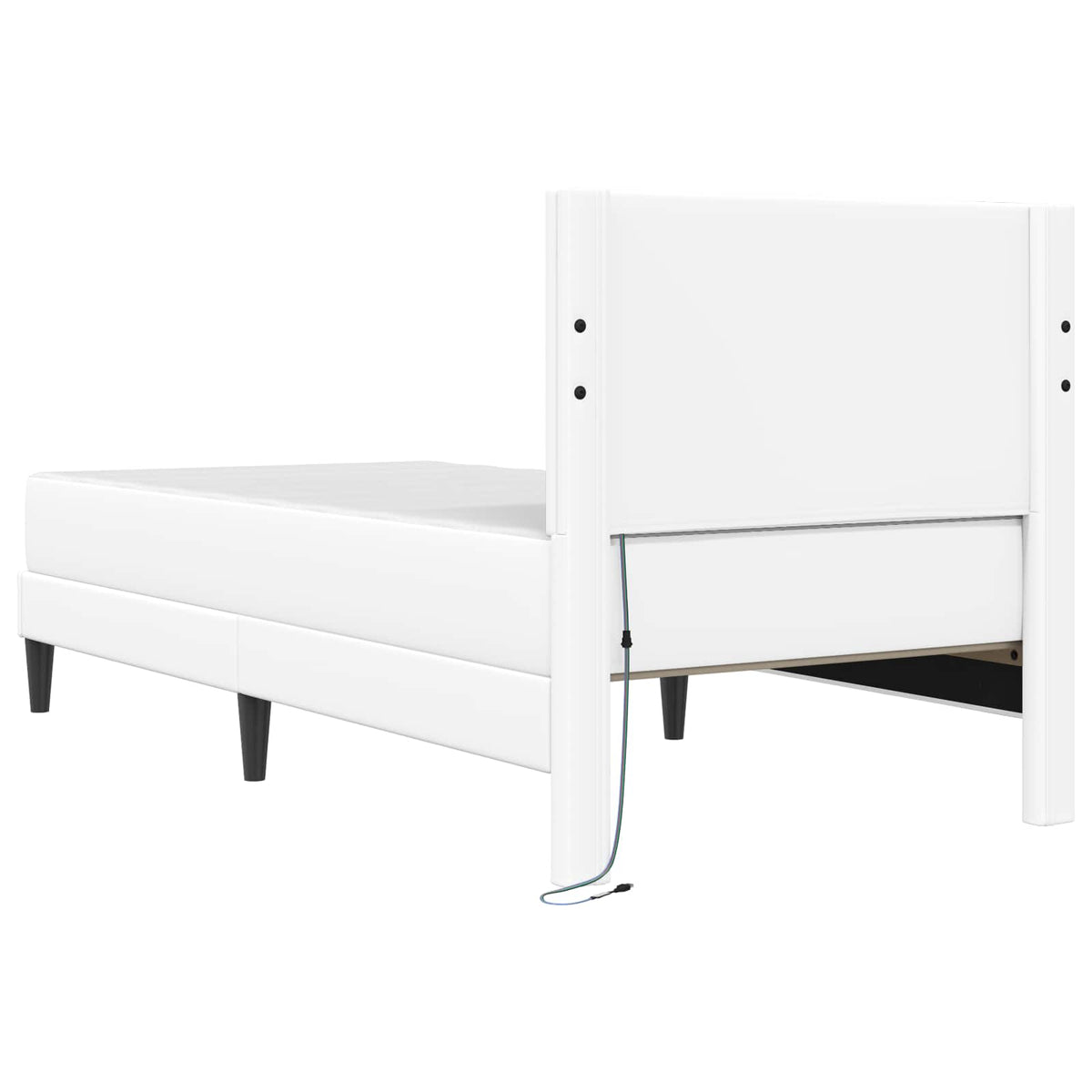 Ágykeret LED szalagokkal fejtámlával Fehér 90 x 190 cm Műbőr 10