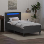 Ágykeret LED szalagokkal fejtámlával Szürke 90 x 200 cm Műbőr 4