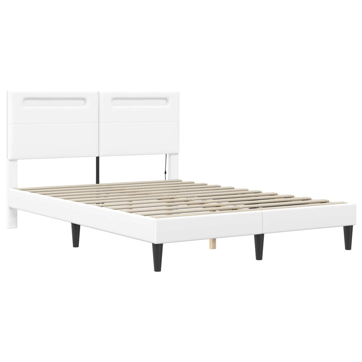 Ágykeret LED szalagokkal fejtámlával Fehér 140 x 190 cm Műbőr 6