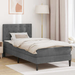 Ágykeret matraccal fejtámlával Sötétszürke 80 x 200 cm Bársony