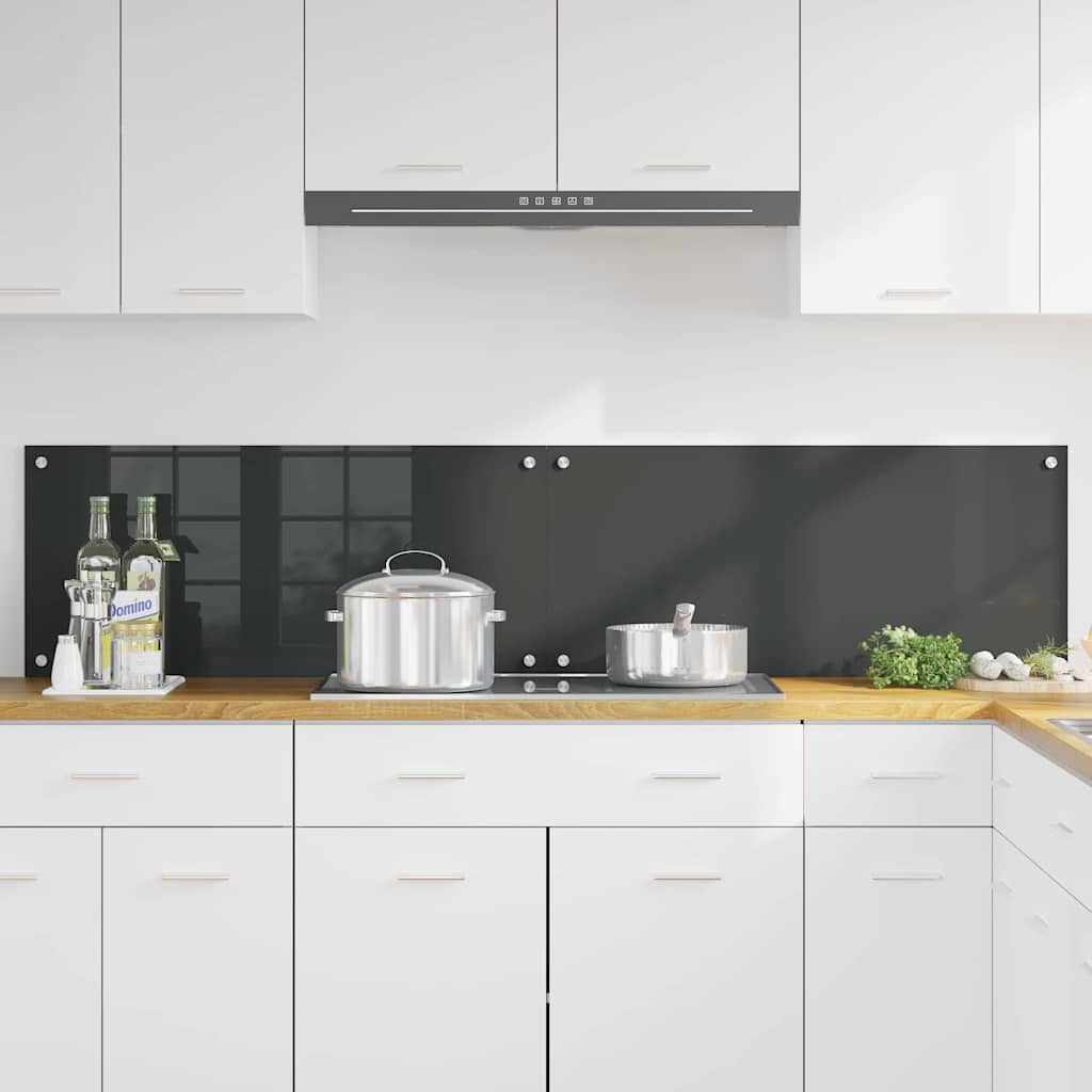 Konyhai hátfal 2 db Sötétszürke 90 x 40 cm edzett üveg 3