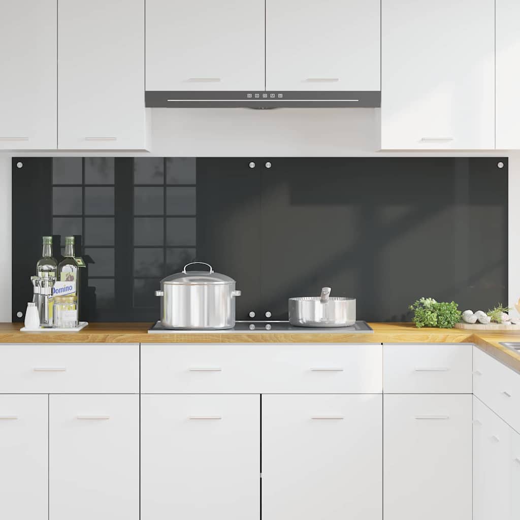 Konyhai hátfal 2 db Sötétszürke 90 x 60 cm edzett üveg 3