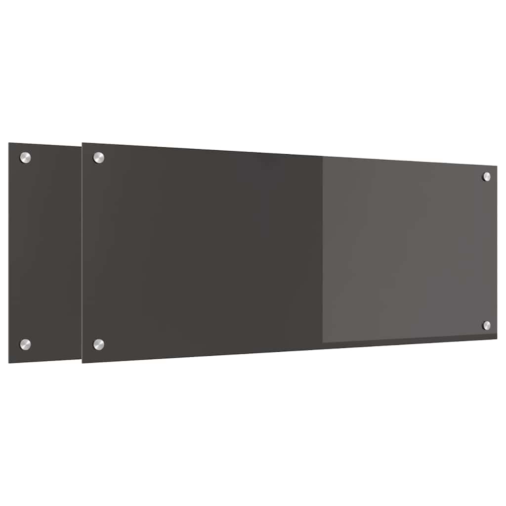 Konyhai hátfal 2 db Sötétszürke 100 x 40 cm edzett üveg 2