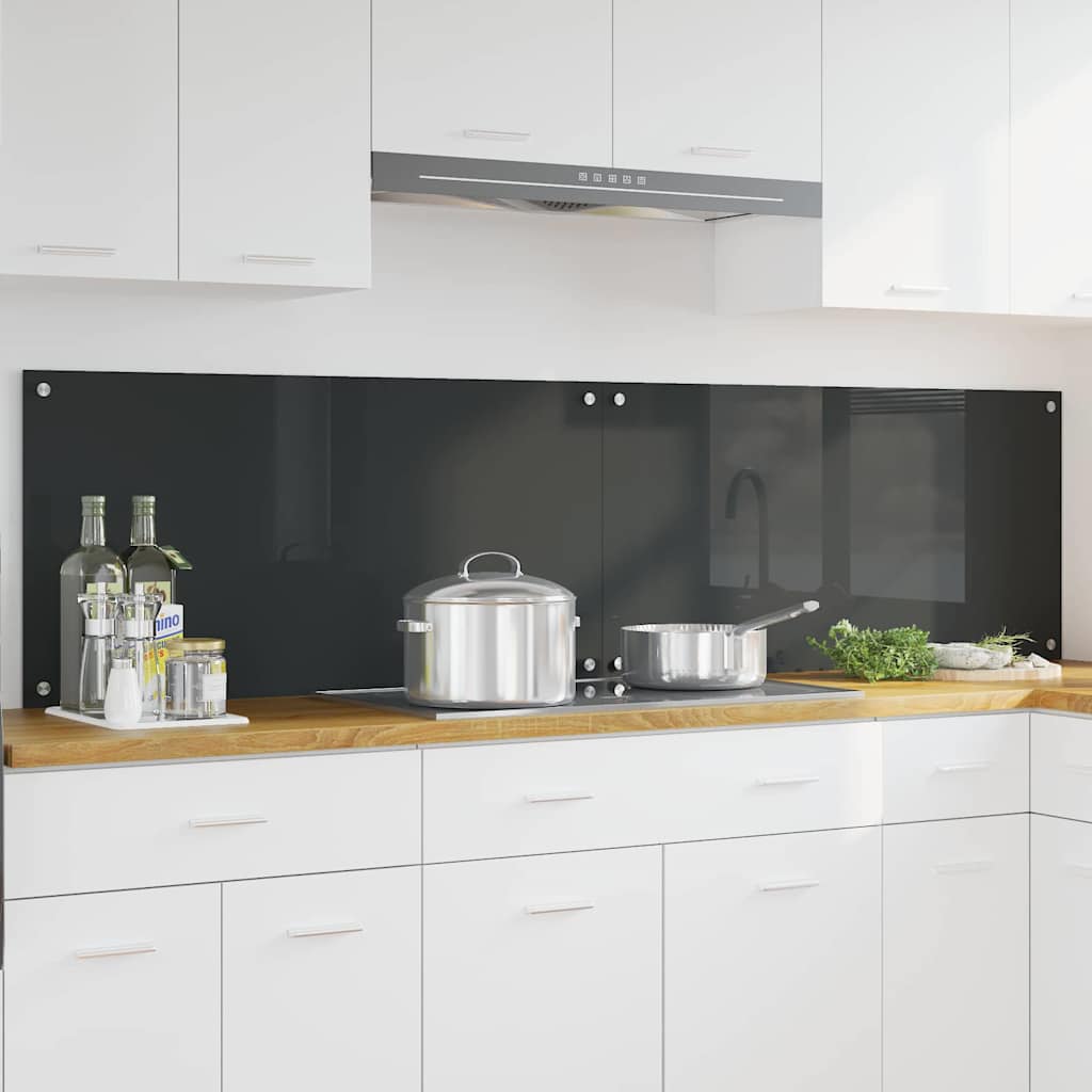 Konyhai hátfal 2 db Sötétszürke 100 x 50 cm edzett üveg