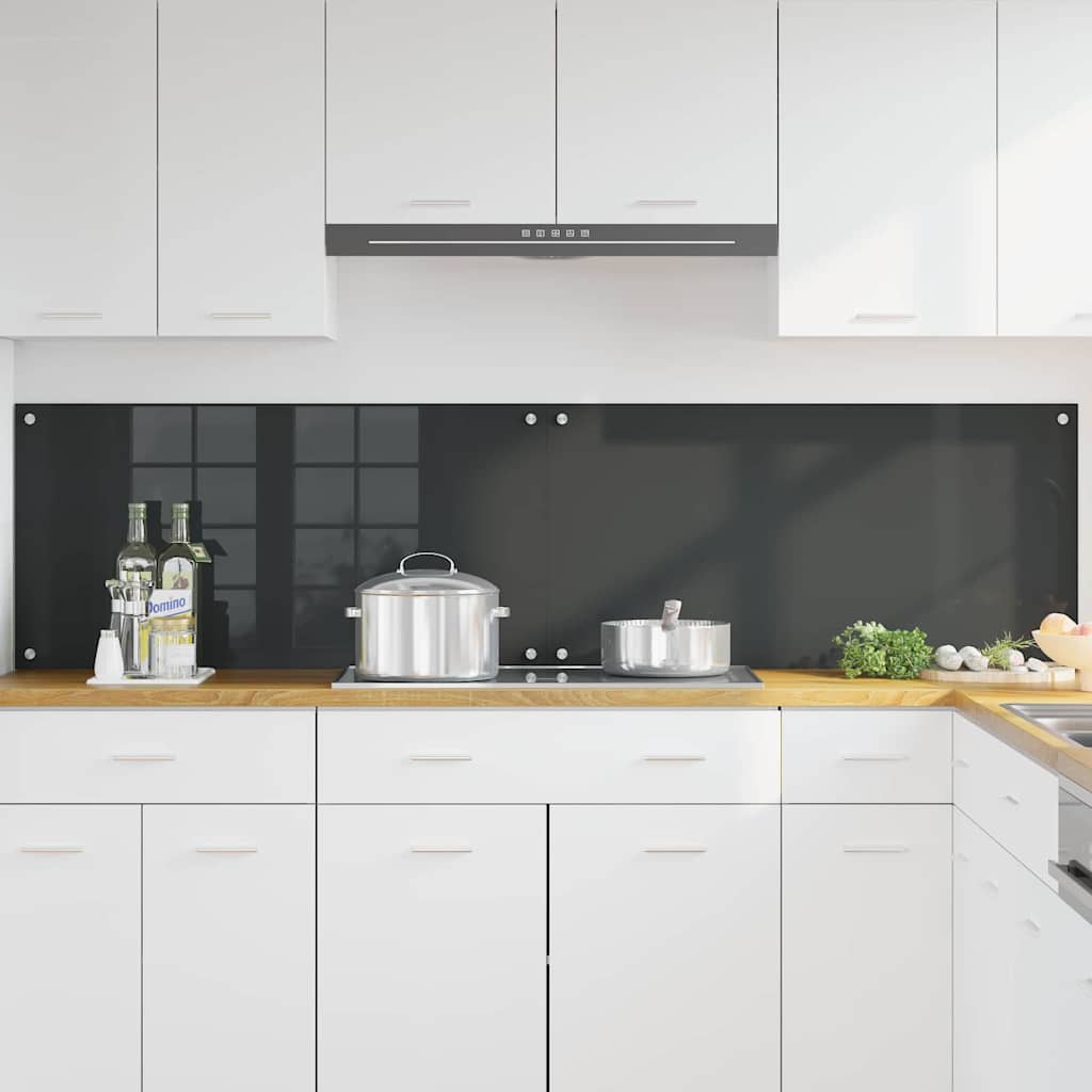 Konyhai hátfal 2 db Sötétszürke 100 x 50 cm edzett üveg 3