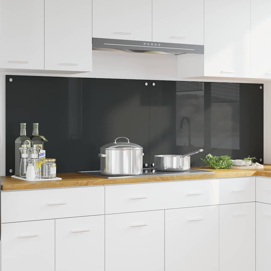 Konyhai hátfal 2 db Sötétszürke 100 x 60 cm edzett üveg