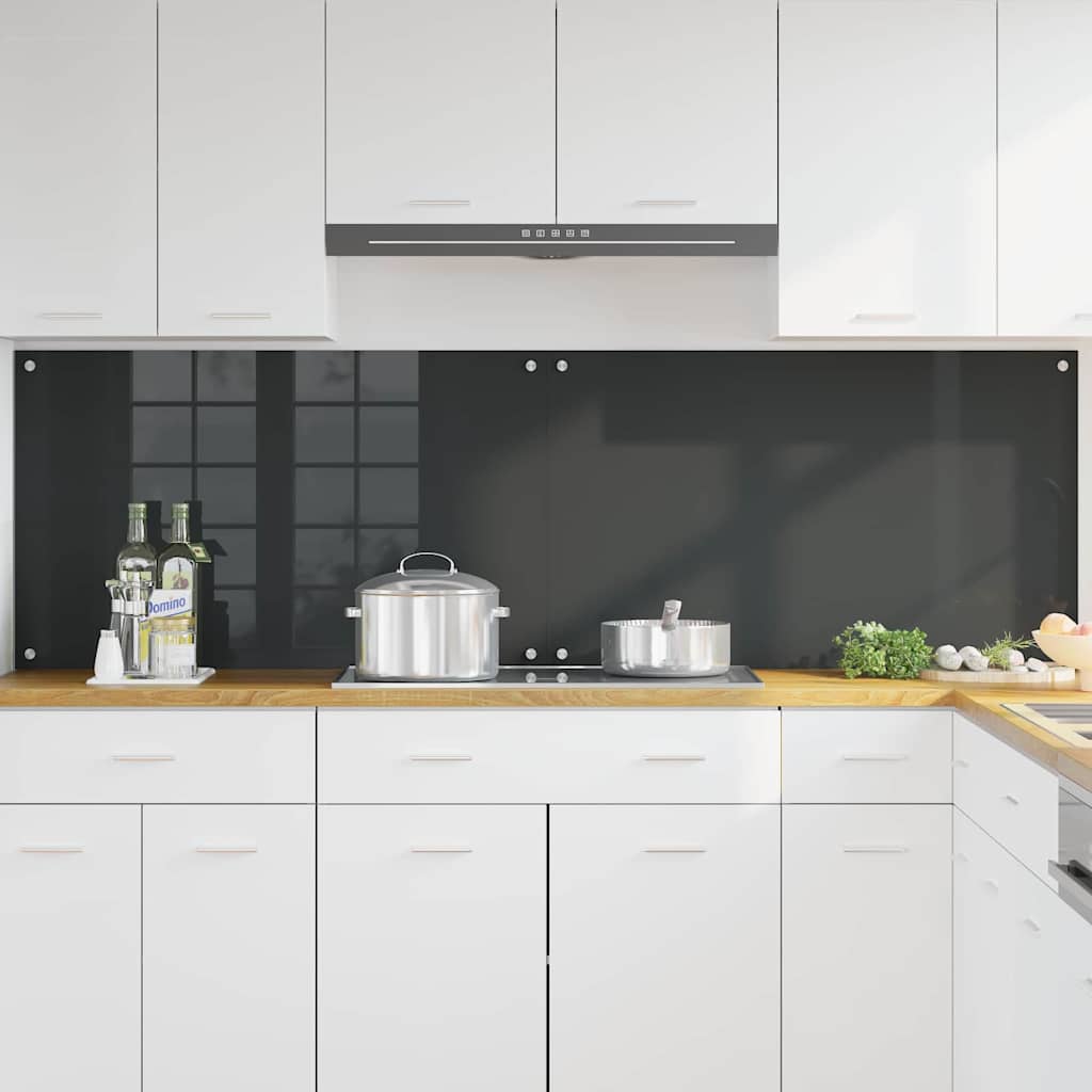 Konyhai hátfal 2 db Sötétszürke 100 x 60 cm edzett üveg 3
