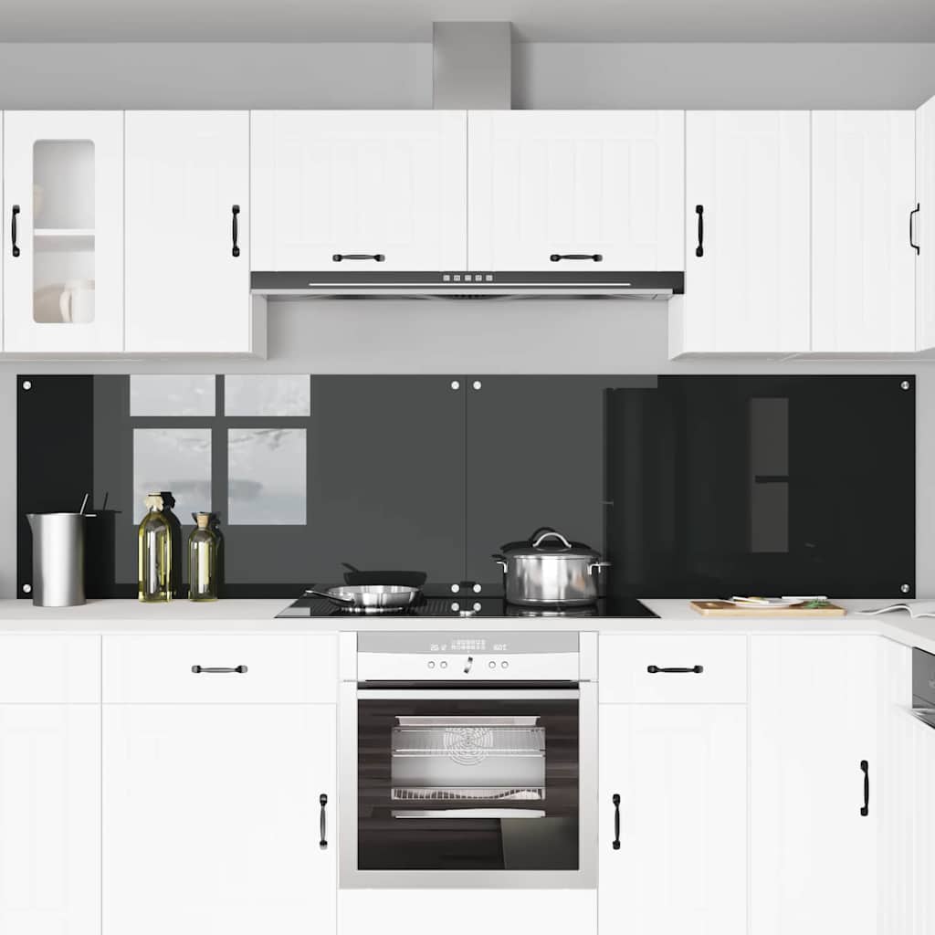 Konyhai hátfal 2 db Fekete 120 x 60 cm edzett üveg 3