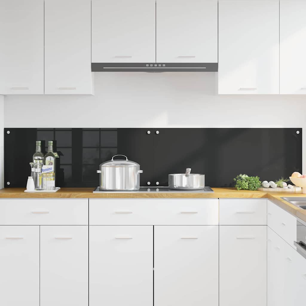 Konyhai hátfal 2 db Fekete 100 x 40 cm edzett üveg 3