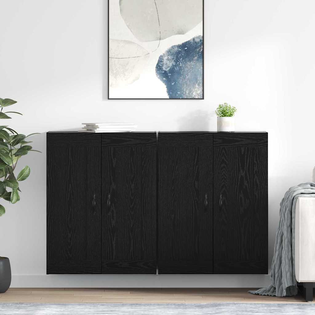 Fali szekrény 2 db Fekete tölgy 69,5 x 34 x 90 cm Szerelt Fa