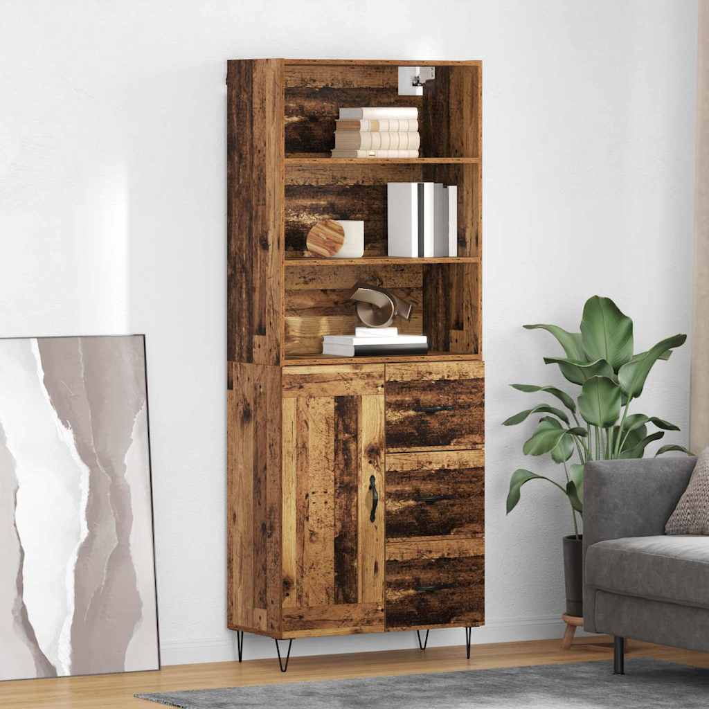 Magasfiú 2 db Öreg fa 69,5 x 34 x 180 cm Szerelt fa és Üveg