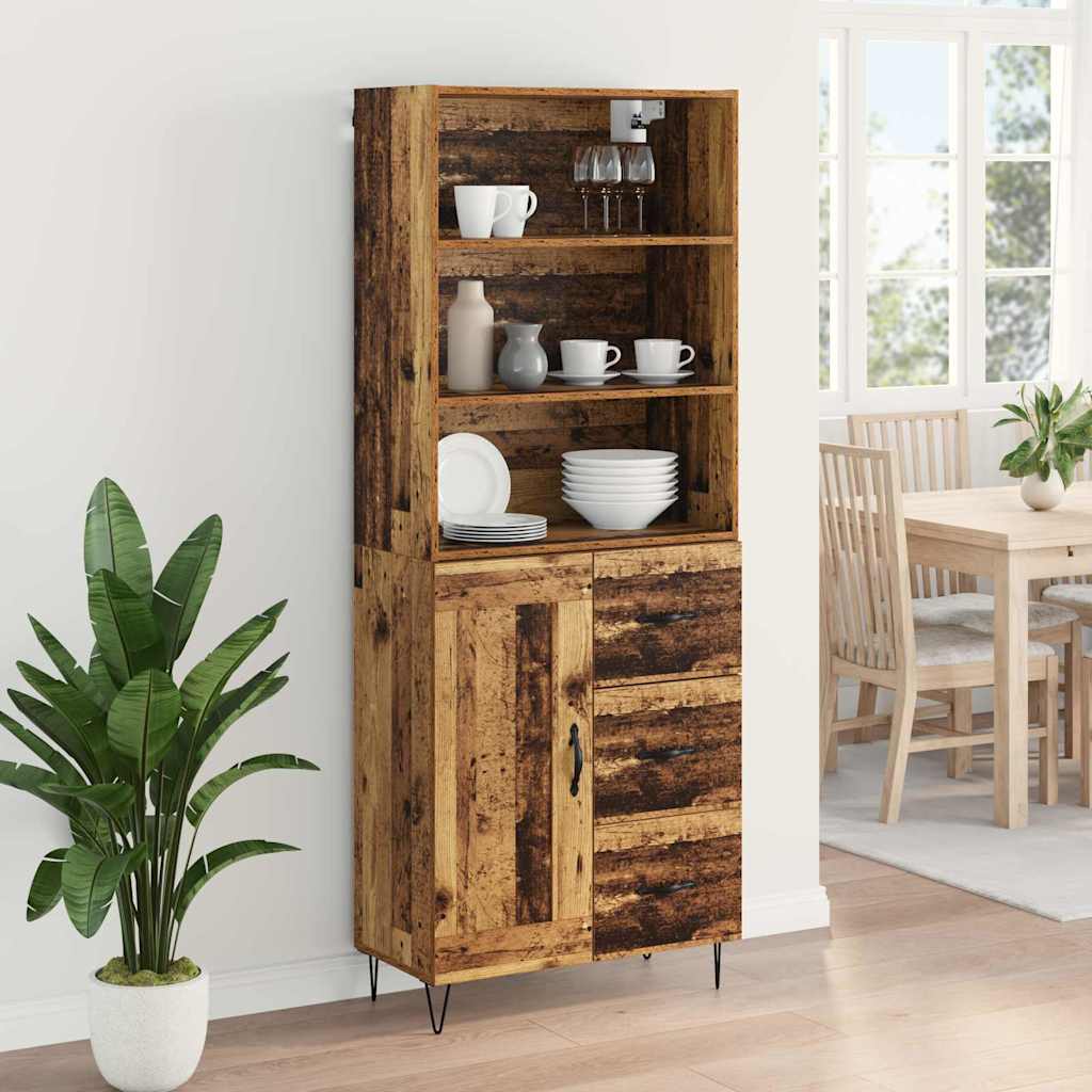 Magasfiú 2 db Öreg fa 69,5 x 34 x 180 cm Szerelt fa és Üveg 4