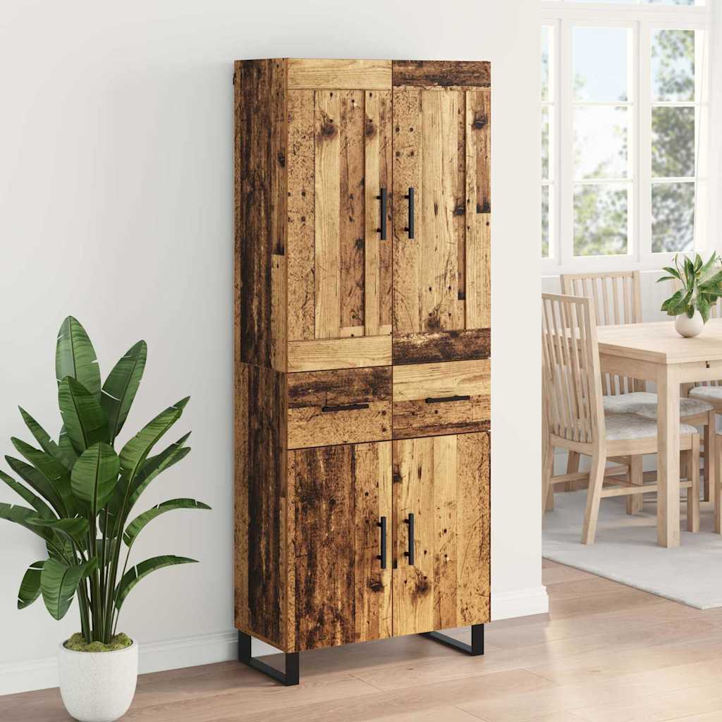 Magasfiú 2 db Öreg fa 69,5 x 34 x 180 cm Szerelt fa és Üveg 4